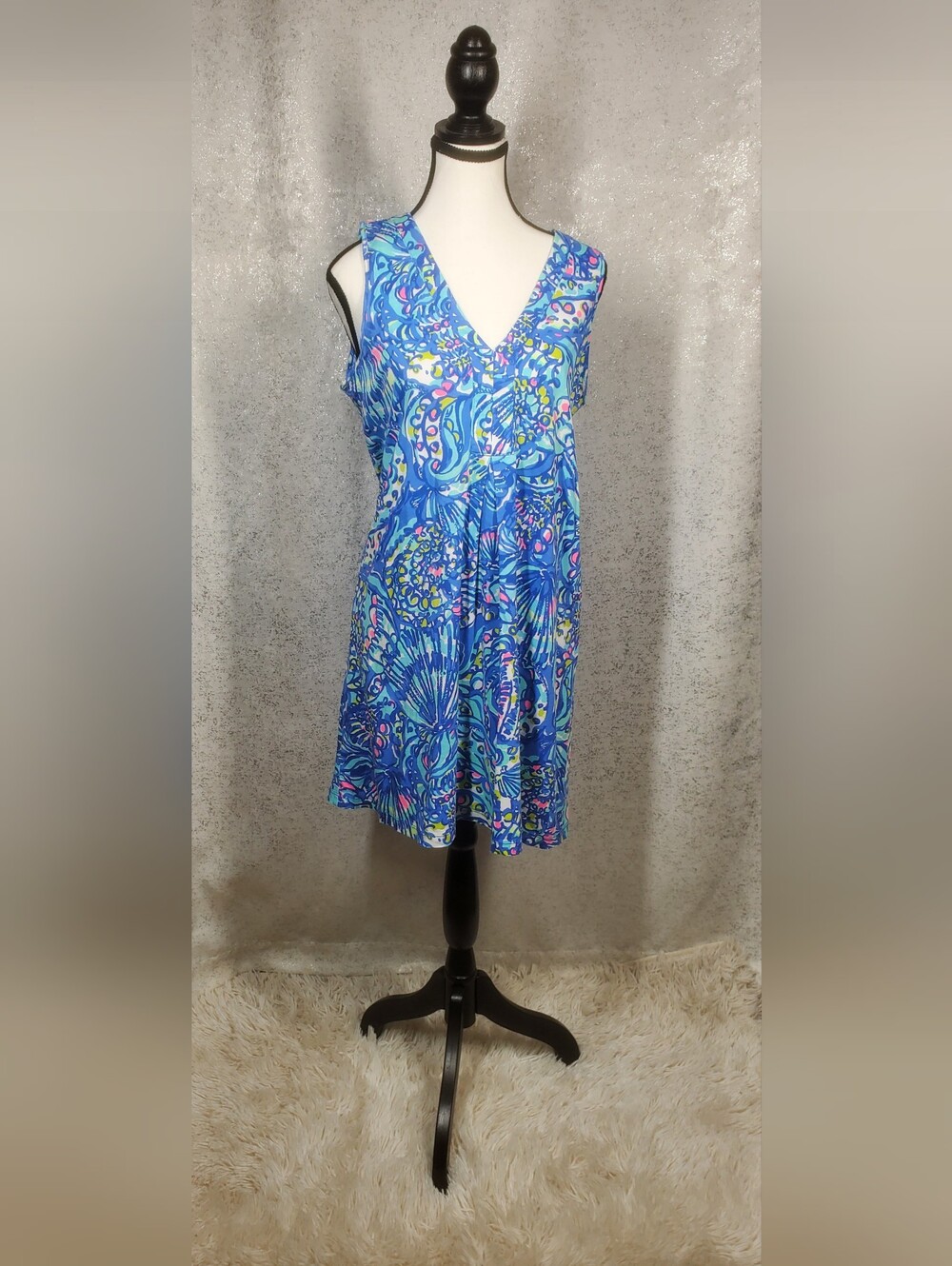 Lilly Pulitzer Amina Swing Dress Brilliant Blue Ceviche Size S 100% Pima Cotton - Picture 6 of 15